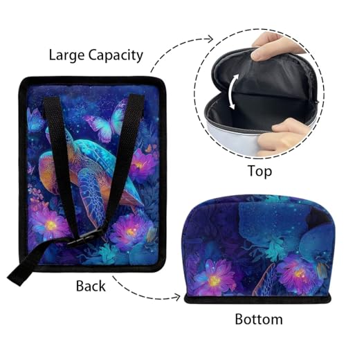 Image of Talayituse Daisy Turtle Butterfly Print Car Trash Bin, Large Size Auto Trash Can Adjustable Portable Garbage Can with Lid, Vehicle Hanging Bag for Headrest Front Back Seat