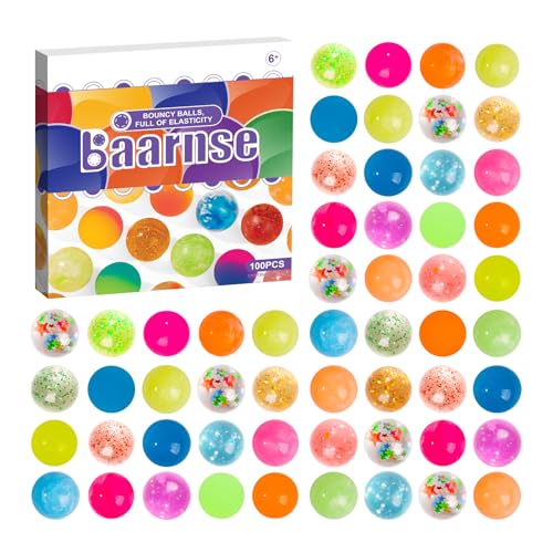 Baarnse 100PCS Colorful Small Bouncy Balls Bulk with Gift Box Mixed Colors Mini Bounce Bouncy Balls for Kids Party Favors Carnival Prizes Birthdays Gift Easter Gifts (18 mm/ 0.71 Inch)