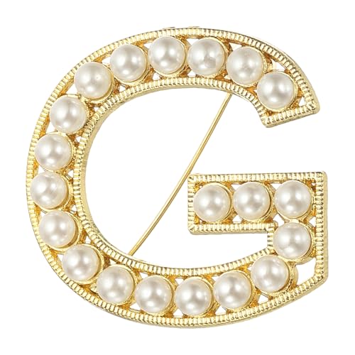 Image of PATIKIL Letter Brooch Pins, Pearl Initial Alphabet Letter Lapel Badges Pin for Women Men Girl Wife Suits