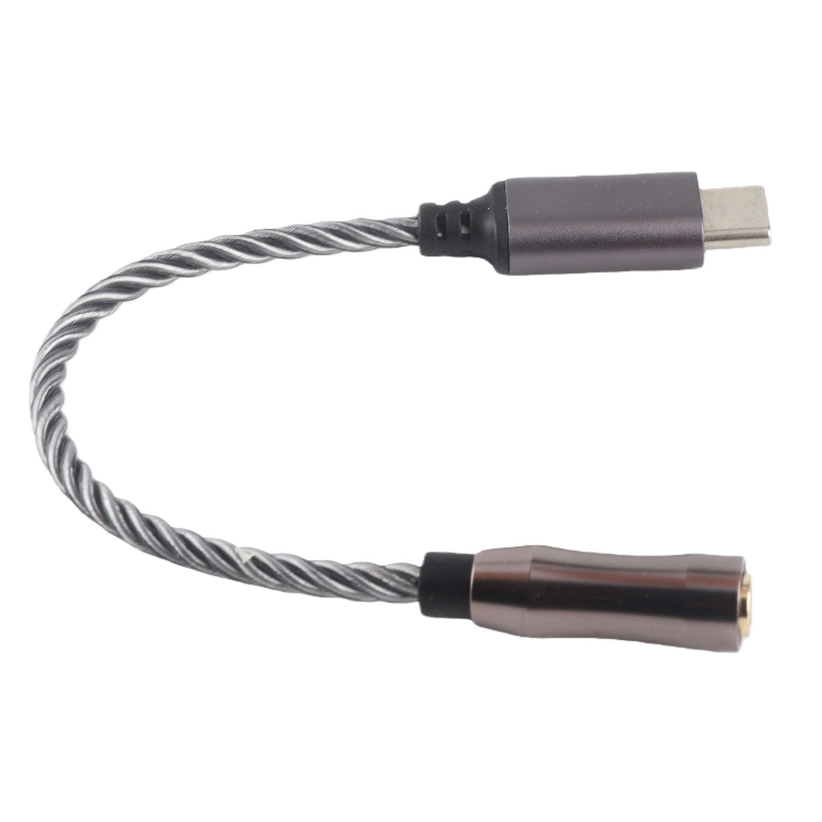 AMONIDA Adattatore Amplificatore per Cuffie da Tipo C a 3,5 Mm Qualità Premium per gli Amanti della Musica Costruzione Placcata Argento da 15 Cm (Grigio freddo)