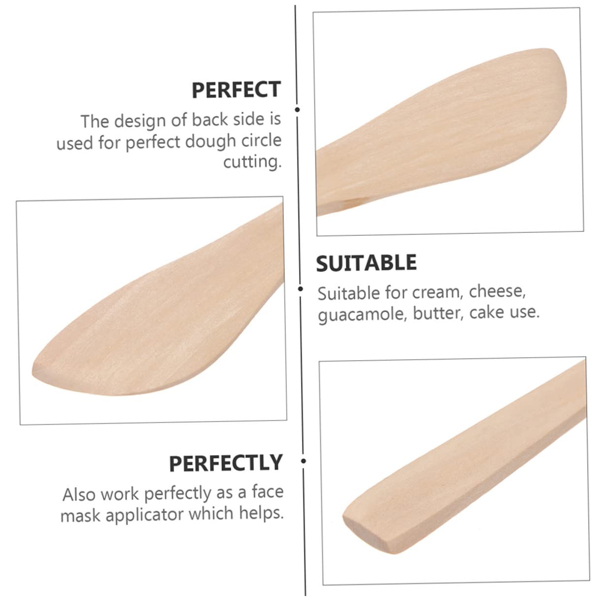 COLLBATH 15Pcs Wooden Stuffing Spoons Butter Spreaders Multipurpose Kitchen Utensils for Dumpling Wonton Baozi Cheese and Butter Spreading