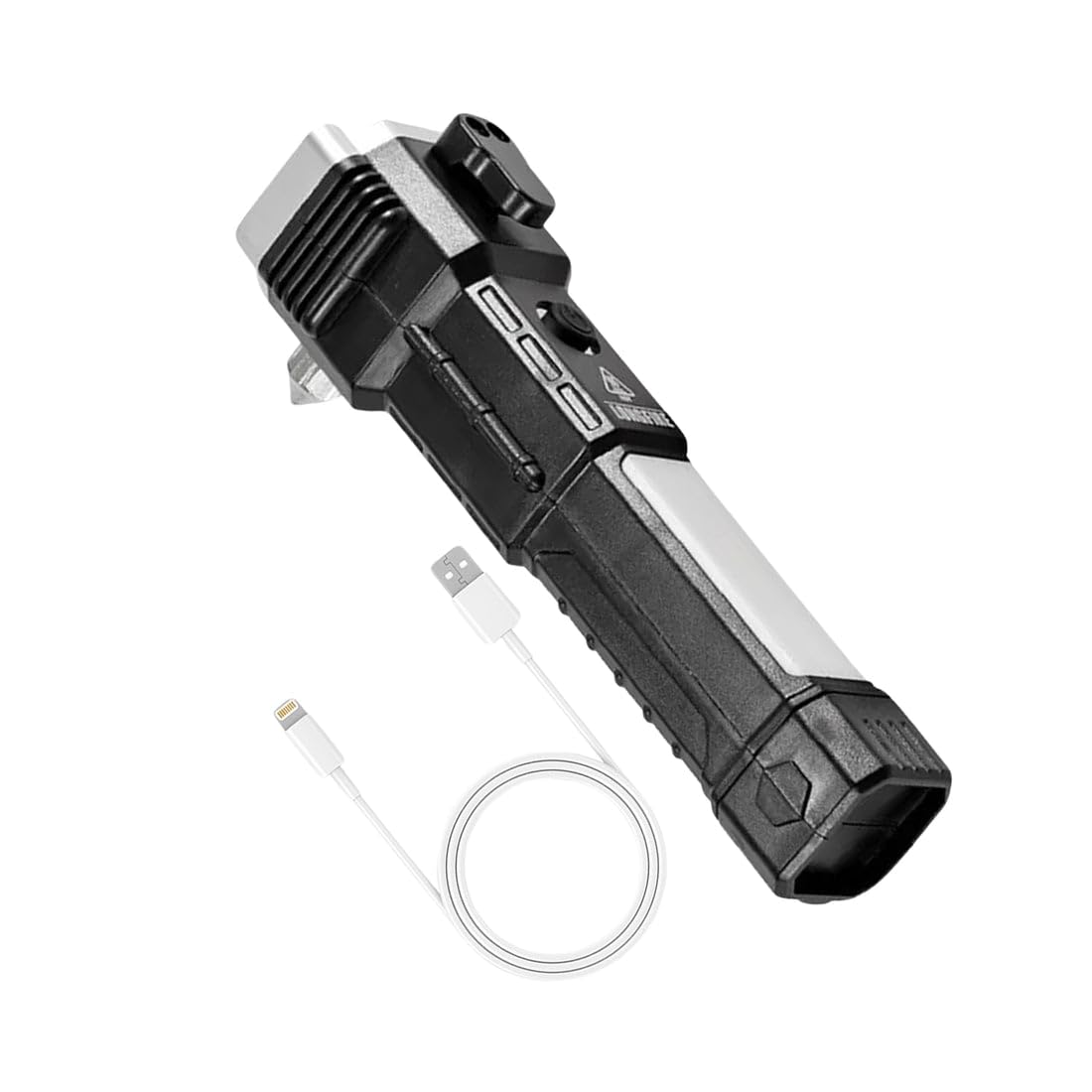 Portable 3w Rechargeable Torch LED Flashlight Long Distance Beam Range, Hammer and Strong Magnets, Window Glass and Seat Belt Cutter 4 Modes for Car Camping Hiking Indoor Outdoor-image-38