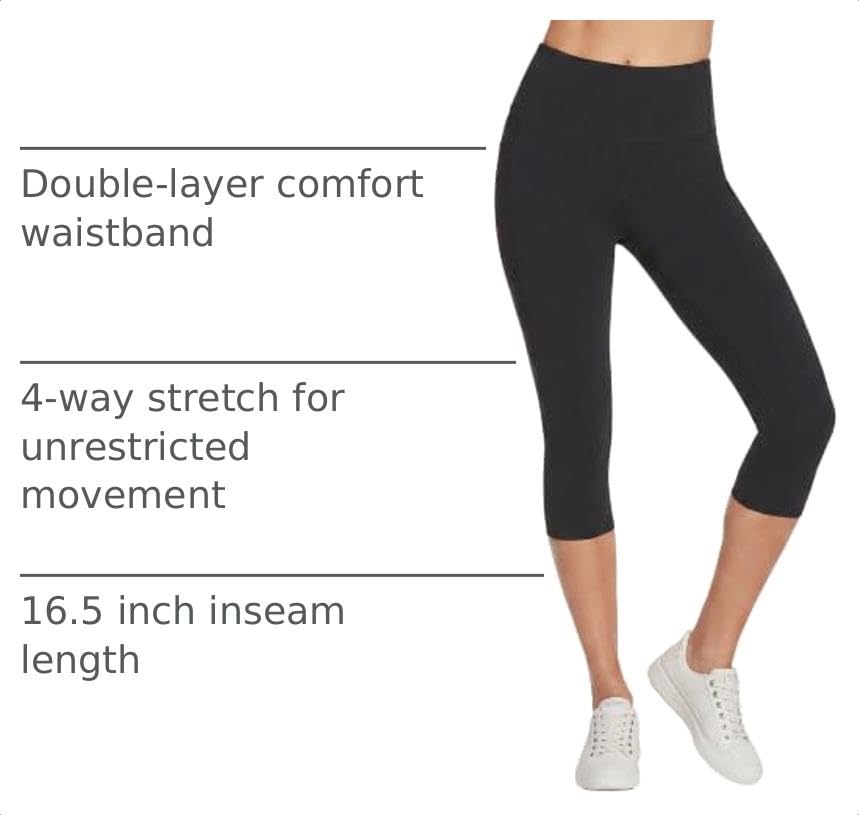 Skechers womens Go Walk High Waisted Capri Leggings, Bold Black, Small US - image 4