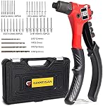 Rivet Gun, GIANTISAN Pop Rivet Tool Kit with 200 Rivets and 4 Drill Bits, Manual Hand Riveter Kit with Rugged Carrying Case