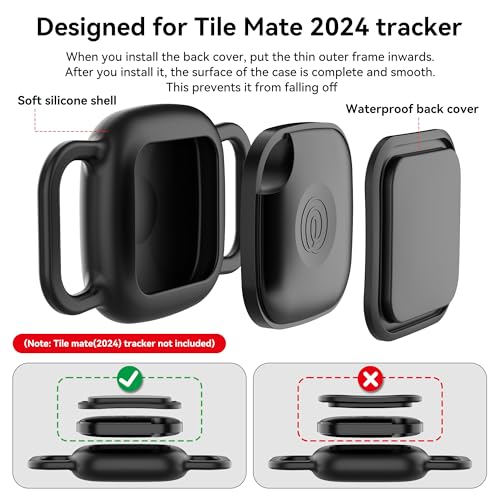 DDJ Waterproof Dog Collar Holder for Life360 Tile Mate Tracker, 2-Pack Durable Silicone Cover, Anti Lost for Life 360 Tile Tracker Case for Cat & pet Collars, Easy Installation, Lightweight, Black - image 7