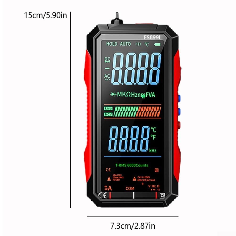 Digital Multimeter, 16 in 1 Voltmeter Messgerät Tester NCV LCD-Anzeige Hintergrundlicht, Intelligentes Strommessgerät misst Spannung, Strom, Widerstand, Durchgang, Frequenz(Komplettset)