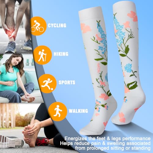 Image of cerpite Compression Socks for Women & Men 6 Pairs Knee High Compression Socks 20-30 mmhg Best for Running,Nurse,Travel