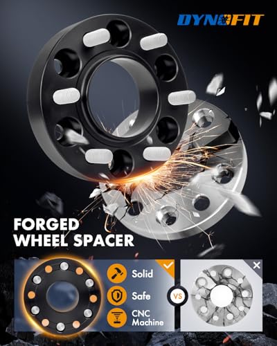Image of dynofit 6x5.5 Forged 1.5inch Hubcentric Wheel Spacer for 2019-2026 Ford Ranger Xlt Lariat Raptor, 6x139.7 Tire Spacers M12x1.5 Studs 93.1mm Hub Bore for 2021-2026 Ford Bronco(Except Bronco-Sport),4Pcs