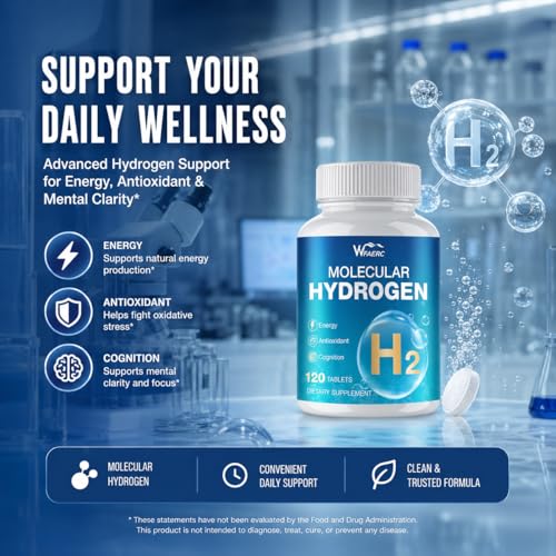 Image of Hydrogen Water Tablets with Magnesium -12 PPM Hydrogen Tablets for Drinking Water Molecular Hydrogen Water H2 Tabs Supplement for Cognitive Cellular Health