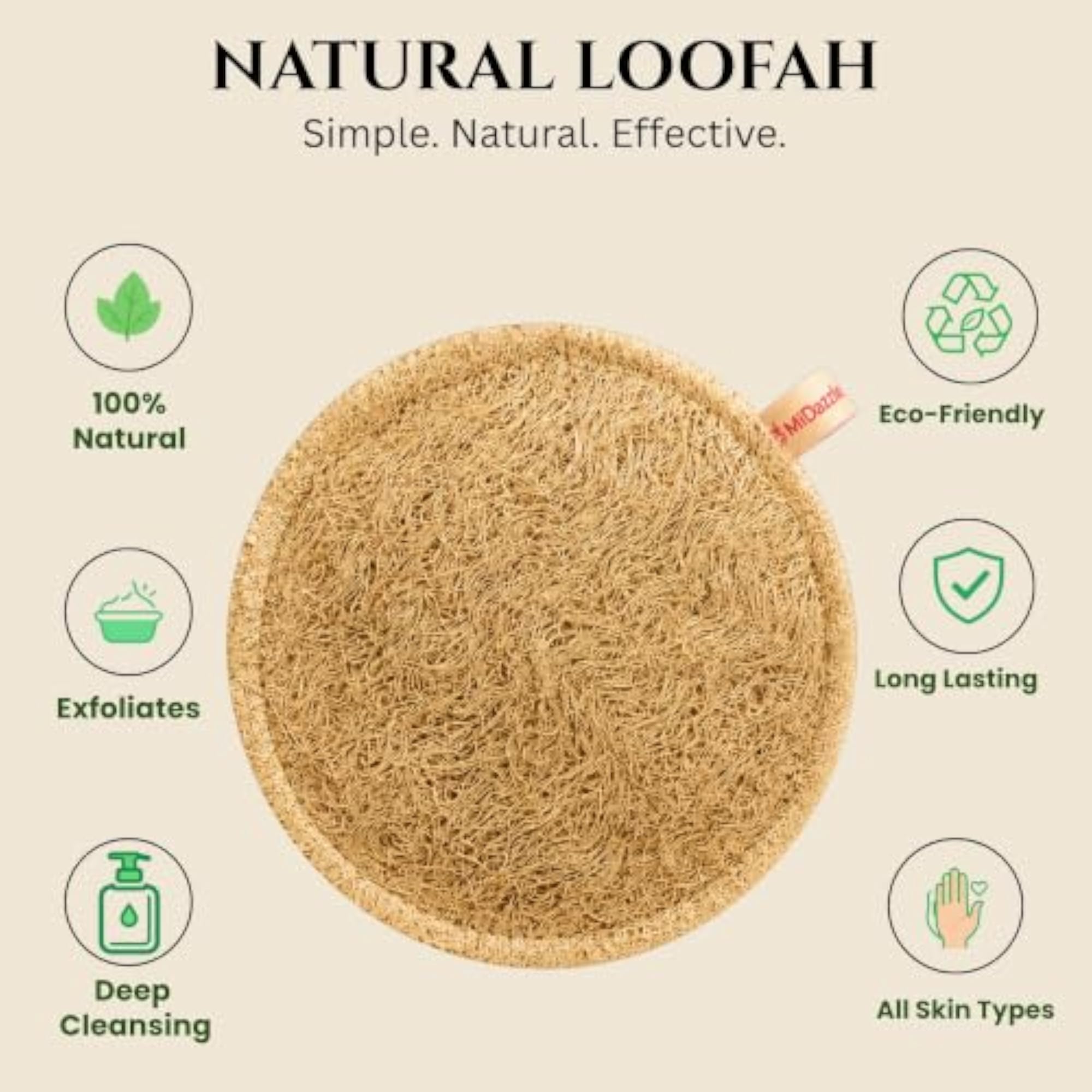 Organic Loofah Round with Hair Comb Bath and Beauty Set