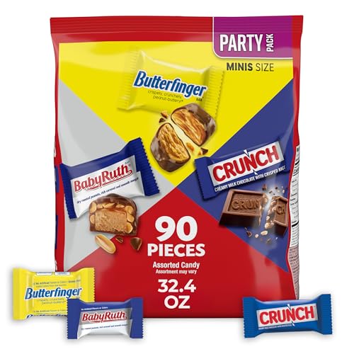 Image of Assorted Butterfinger, Crunch, and Baby Ruth Mini Chocolates, 90 count Party Pack, 32.4 oz
