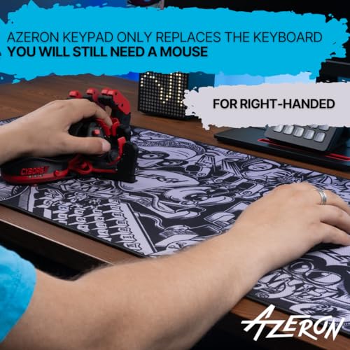 Image of AZERON Gaming Keypad - Programmable One Handed Gaming Keyboard for PC Gaming - with Hall effect Analog Thumbstick and 30 Programmable Keys - 3D Printed Customized Keypad - for Righties (Red, Cyborg