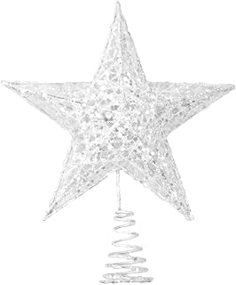 Time to Sparkle 20 * 16 * 4cm Glitter Christmas Tree Topper Star For Christmas Tree Decoration White