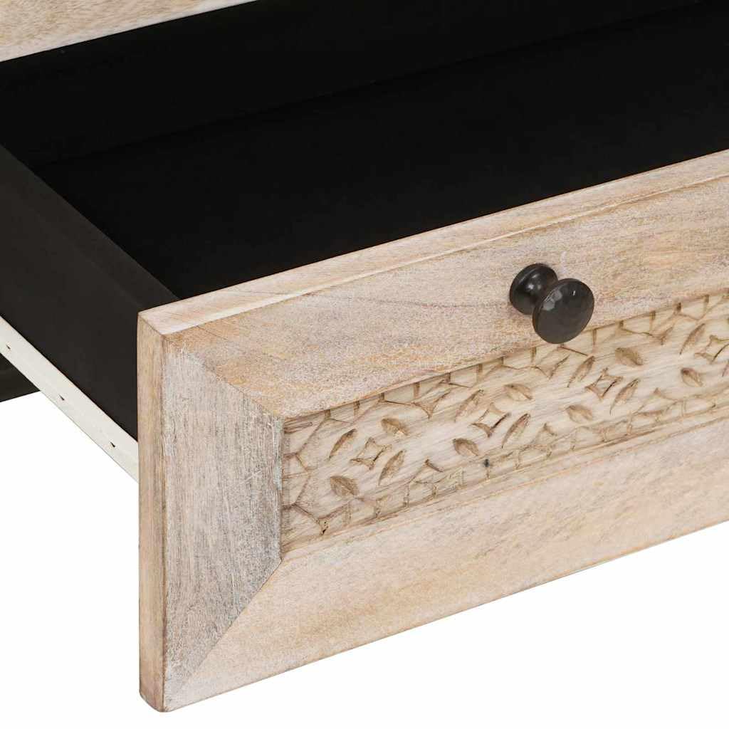 vidaXL Haut Armoire Blanc 60 x 33 x 100 cm Bois de manguier Massif, Buffet Fonctionnel, Meuble de Rangement Moderne, élégant en Bois de Mangue, Parfait pour Salle à Manger
