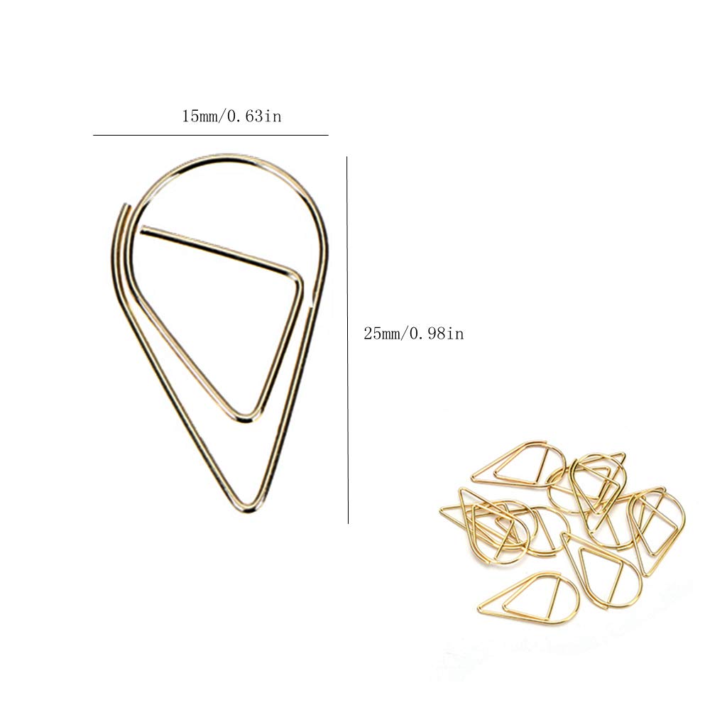 100 Trombones Forme Goutte D'eau - Métal Rétro, Or Rose - Pour Bureau, Bookmarks Et Déco