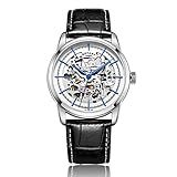 Rotary - Reloj automático para hombre, correa de cuero, color negro