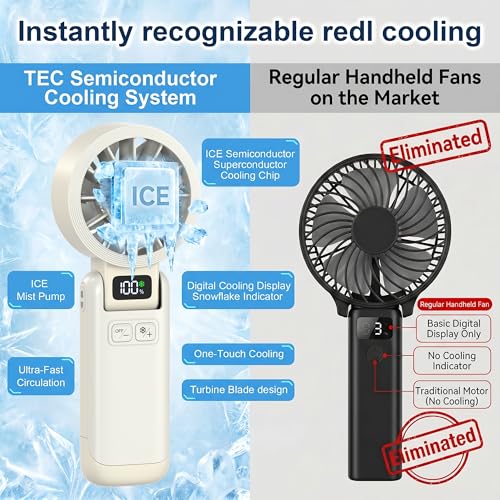Husdensky Handheld Portable Fan with Ice Cooling Rechargeable 5.5m/s Speed - image 7