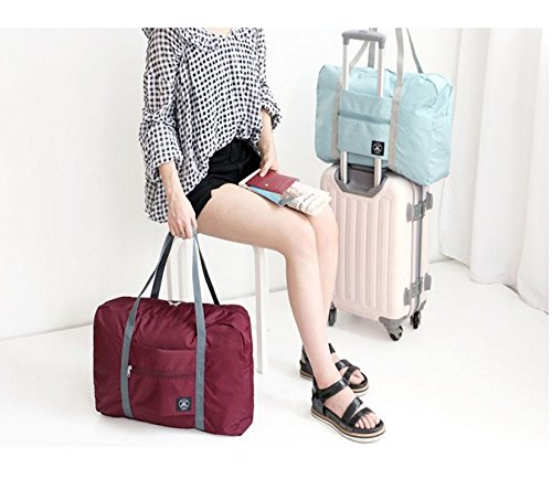 Foldable Travel Duffel Bag Lightweight Luggage Clothes Finishing Storage Bag Water-Resistant Single Shoulder Bag Large Capacity Storage Tote Bag for Gym Travel Camping and Overnight Trips Wine Red4