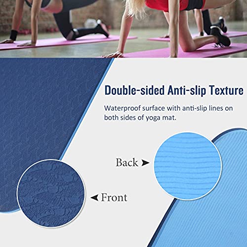 Image of Bodylastics Yoga Mat for Men and Women with Carry Bag TPE 6ft x 2ft x 6mm Large Size Anti Slip & Anti Tear Workout Mat