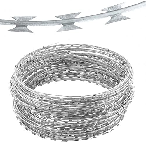 YSXXIAN Stacheldrahtzaun aus Stahl, aufgerollt, mit Stachelband – Schutz vor Durchkriechen und Diebstahl – Alternative zu Stacheldraht und Ziehharmonikadraht (Farbe: Silber, Größe: 30 m) YSXXIAN Stacheldrahtzaun aus Stahl, aufgerollt, mit Stachelband – Schutz vor Durchkriechen und Diebstahl – Alternative zu Stacheldraht und Ziehharmonikadraht (Farbe: Silber, Größe: 30 m)
