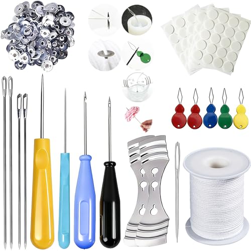 Image of Candle Wick Needle Kit Candle Wick Inserting Tool Mold Punch Needle with Hook & Eye, Large-Eye Needle for Candle Silicone Molds,Candle Wick Roll 200 Ft 24 Wick Spool,Threader,Wick Holders