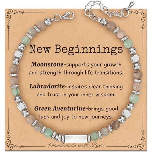ZOKCC Natural Healing Crystal Bracelet for Women: Empath Protection Triple Protection Anxiety Relief New Beginnings Good Luck Bracelet Spiritual Gifts for Women Friends Sister Mom Daughter Coworkers