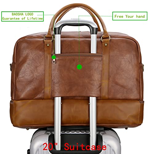 Baosha Vegan Leather Large Travel Duffel Tote Bag Carry On Weekender Overnight Bag With Shoe Compartment HB-383