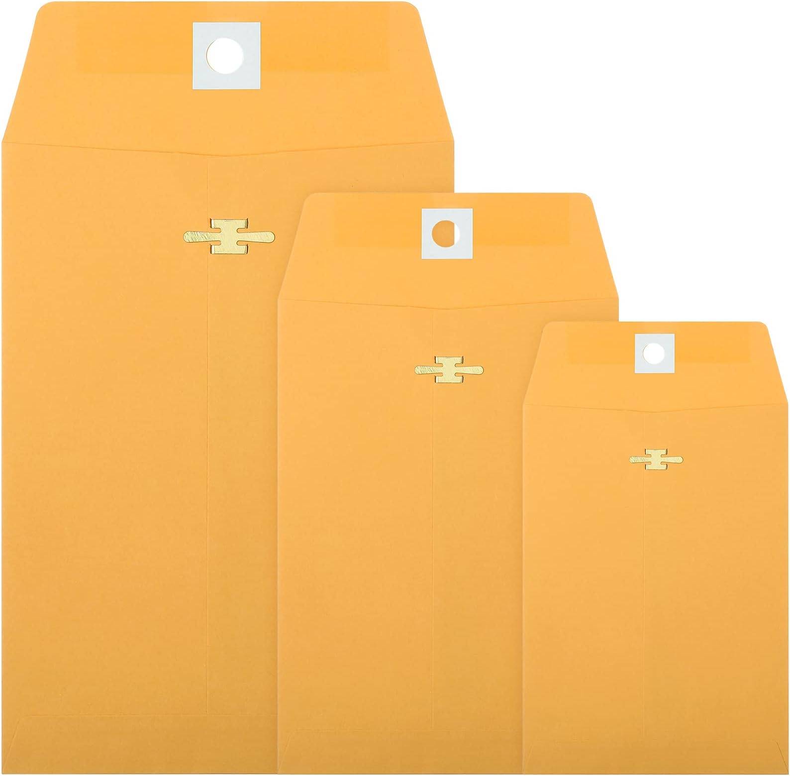 Zonon 100 Pieces 3 Sizes Clasp Envelopes Kraft Paper Catalog Clasp Envelope with Closure for Filing, Storing, Privacy Ensuring or Mailing Documents (9'' x 12'', 6'' x 9'', 5 ''x 7'')