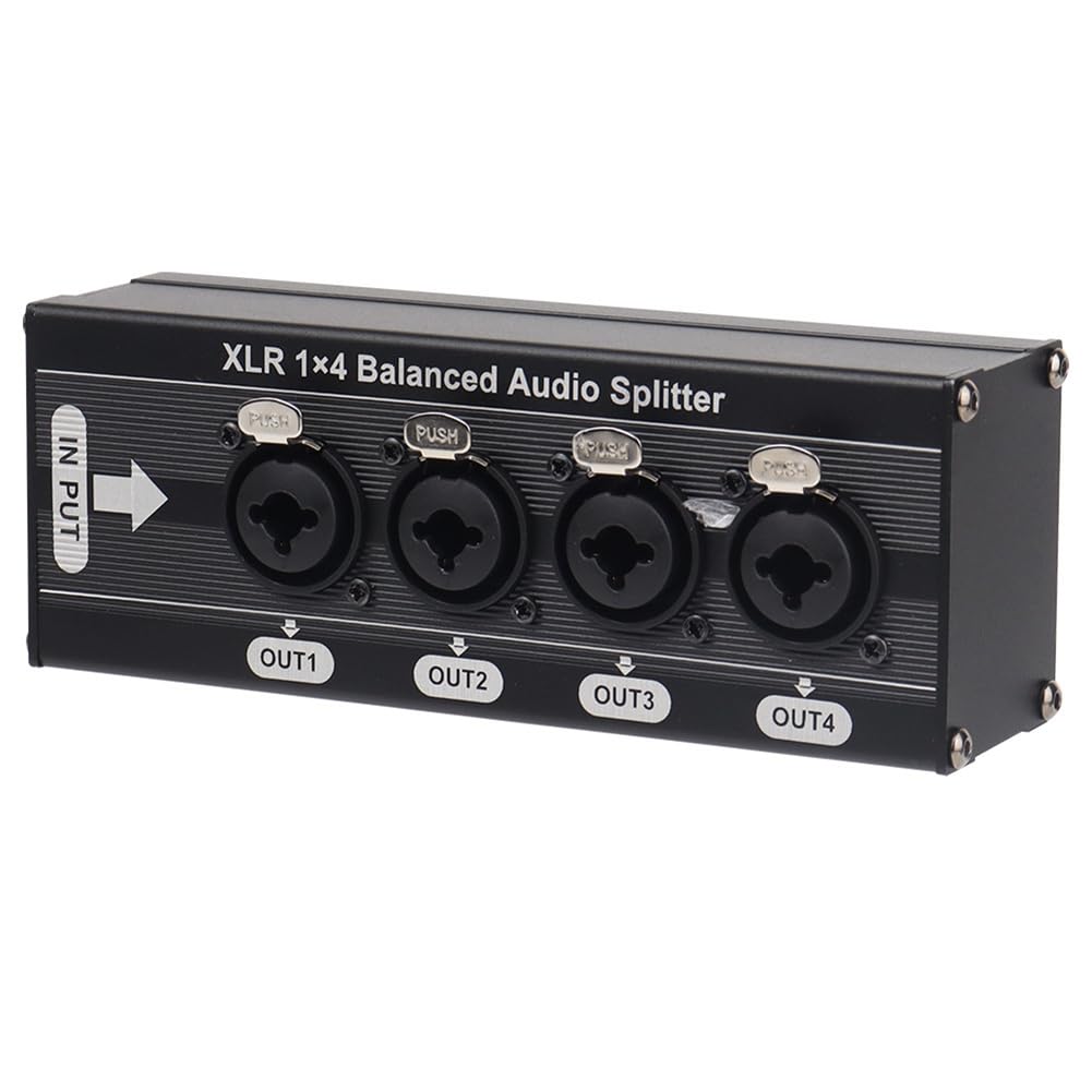 Répartiteur Audio Symétrique XLR 1x4 6,5 XLR 1 Entrée 4 Sorties 4 Entrées 1 Sortie Répartiteur Audio Bidirectionnel Boîtier Répartiteur de Signal Audio