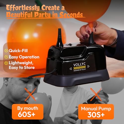 VOLLYC Electric Balloon Inflator Dual Nozzle