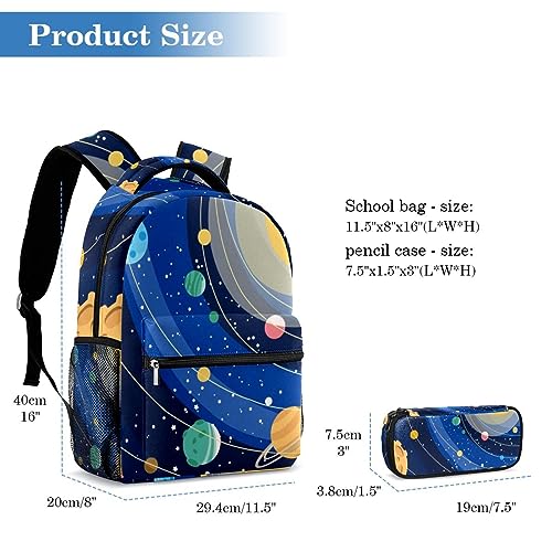 Sac à dos enfant imprimé planets avec grande trousse à crayons