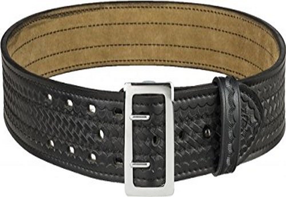 Safariland 87 Duty Belt Basketweave Black, Chrome Buckle, Size 38