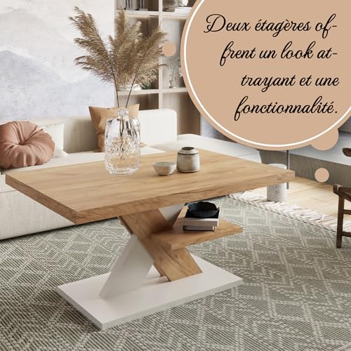 Table basse chêne craft pour ranger son salon et optimiser l'espace - 6