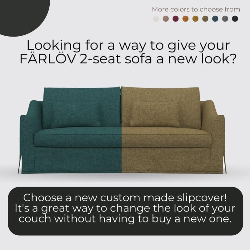 comfortly Cover for Farlov 2-Seat Sofa, Replacement Slipcover, Heavy Duty 6 pcs Cover, Soft Durable Washable Fabric, Easy to Clean & Replace (Crown - Black)