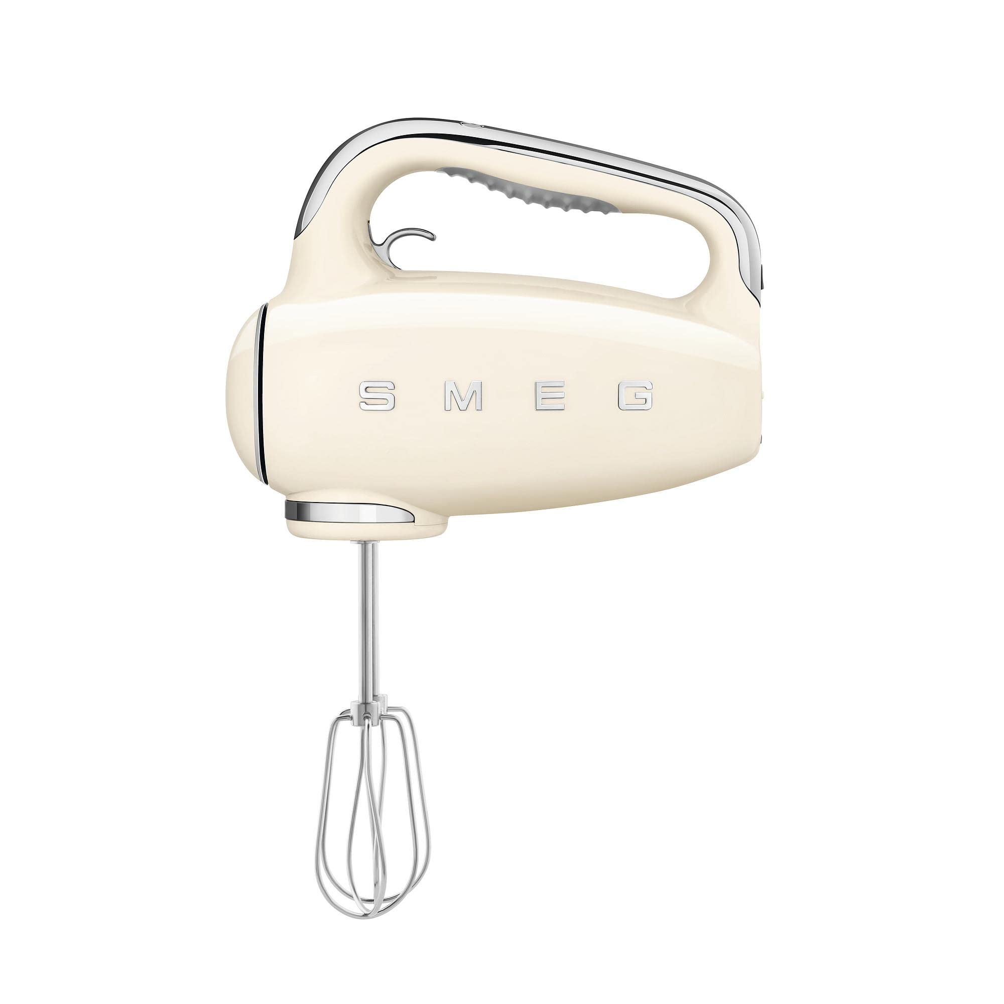 Smeg, Sbattitore Elettrico HMF01CREU, 9 Livelli di Velocità, Funzione Turbo, Sistema di Avvio Smooth Start, 4 Fruste, 2 Ganci Impastatori e Avvolgicavo in Dotazione, 250W, Crema