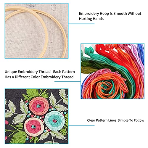 image for Nuberlic 3 Pack Embroidery Kit for Adult Crafts Cross Stitch Kits Incl