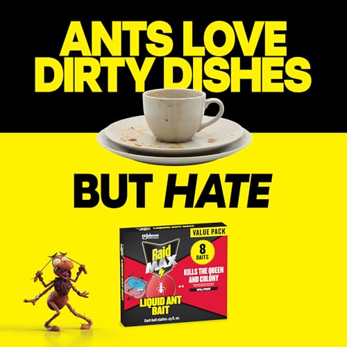 Image of Raid MAX Liquid Ant Bait - Ant Traps Indoor and Outdoor Use - Insect Repellent & Pest Control That Kills Ants Where They Breed - 8 Count
