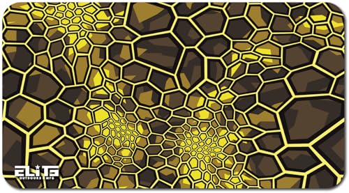 Elite Outdoors MFG | Abstract Snakeskin Gun Cleaning Mat | Geometric Camo Design | Black & Yellow Shades | Made in The USA | Size 12x22 inches