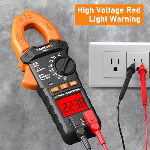 TANKOOL Stromzange,Digitale Intelligente Stromzange AC DC,4000 Zähler TRMS,Zangenamperemeter Taschenlampe Hintergrundbeleuchtung für die Messung AC/DC Spannung Strom Kontinuität Diode NCV