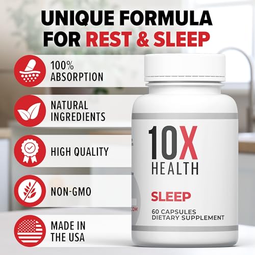 10X Health Sleep Supplement - Magnesium Supplement with L Theanine & Melatonin 3mg for Longer Sleep Support & Relaxation - 3-in1 Sleep Supplements for Adults - 60 Capsules - Image 6