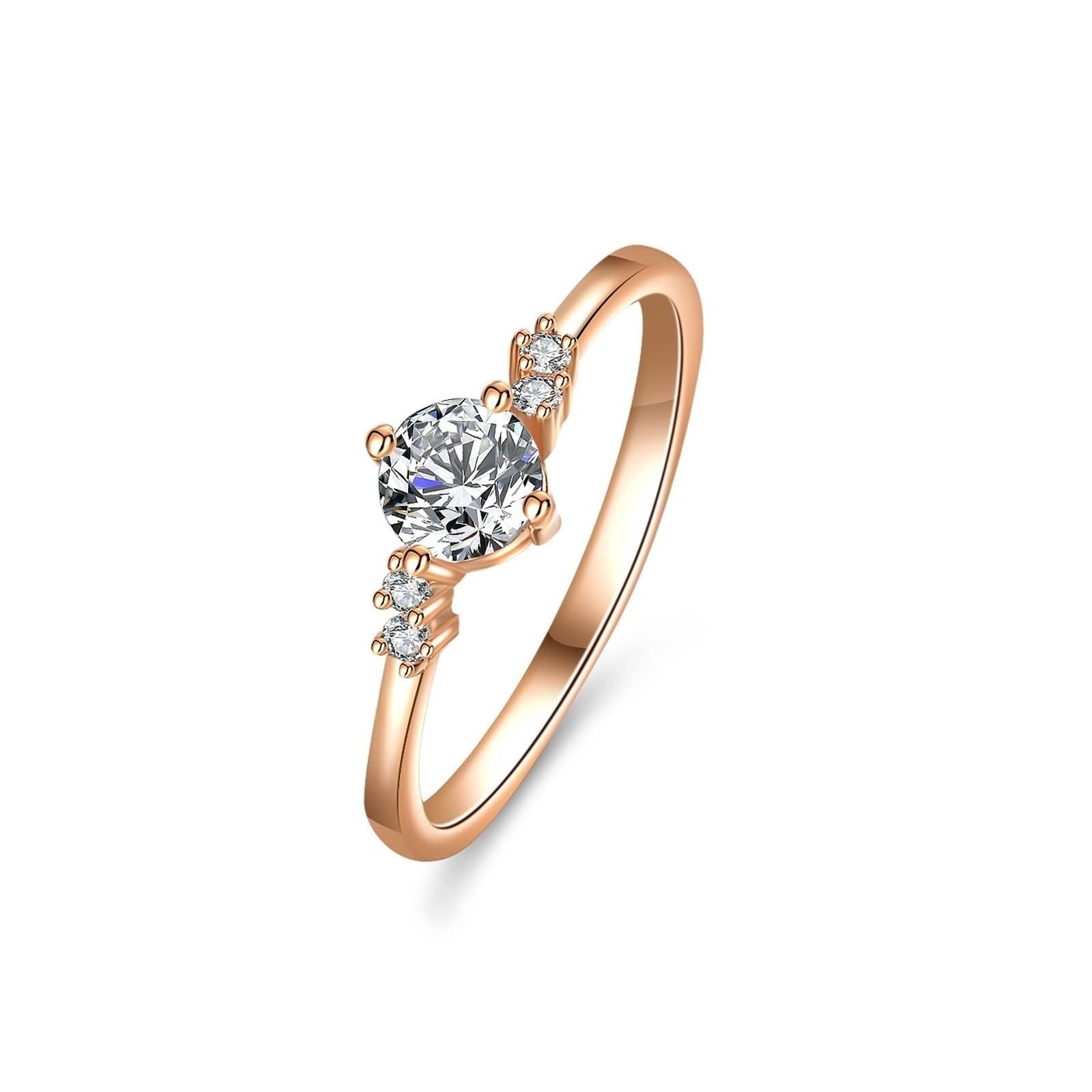 Fedi nuziali vintage proposta di matrimonio anello con 4 artigli e 0,5 ct moissanite 14 carati oro rosa misura 49 (15,6)