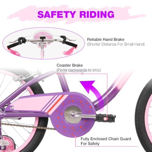 Image of WEIZE Kids Bike, 14 16 Inch Children Bicycle for Girls Ages 4-12 Years Old, Front Basket, Bell, Streamer, Doll Seat, Adjustable Seat & Handlebars, Coaster Brake, Multiple Color