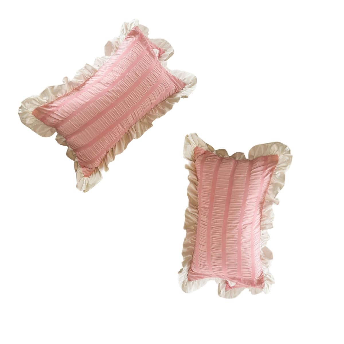 Ruffled Pillow Shams, 19x29 Inch Ruffles Pillow Covers Striped Pillowcases Soft Fiber Pillow Sheets Decorative Princess Pillow Cover (Pink 2Pcs) โ image 1