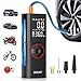 ZGZUXO Tire Inflator Portable Air Compressor, 150PSI Rechargeable Air Pump for Car Tires with Battery, Cordless Tire Pump with Pressure Gauge & LCD Dual Screen, for Cars, Motorcycles, Bikes, Balls -  CZK-3691-R