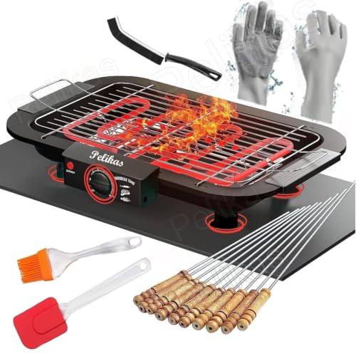 Image of A1 Quality 2000W Electric Barbeque Grill Set for home Indoor Outdoor Smokeless Barbeque Gril Veg-Nonveg Griller Tandoor Barbicue Electric Bbq Grill Set for Home BBQ Griller for Fish, Paneer Tikka
