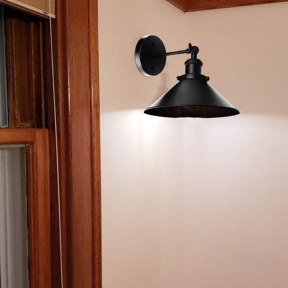 Apliques de Pared A Pilas para Interiores 2 Unidades Inalámbricos de Estilo Industrial Color Negro para Dormitorio Baño Y Pasillo