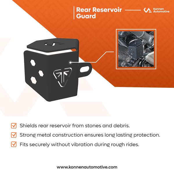 Image of Rear Resevoir Guard | Rear Brake Oil Container Cover Compatible with Triumph Speed 400 | speed T4 | Scrambler 400X | Scrambler 400XC (Black, Pack of 1)