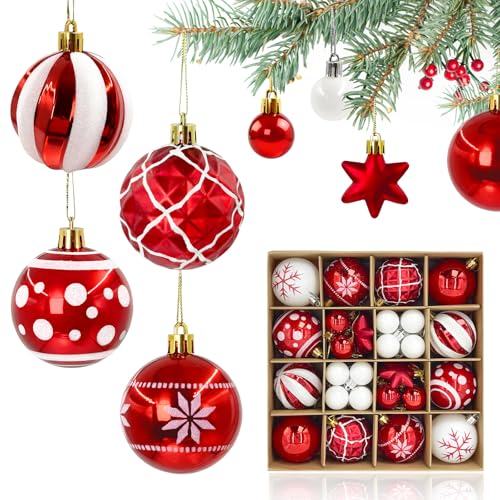 JoryHeim Weihnachtskugeln 42 Stück Set, Christbaumkugeln aus...