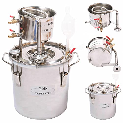 Anbt DIY 5 Gal 20 Liters Home Distiller Wine Making Kit for Moonshine Still,Whiskey Distiller Alcohol Stainless Boiler Thumper Keg