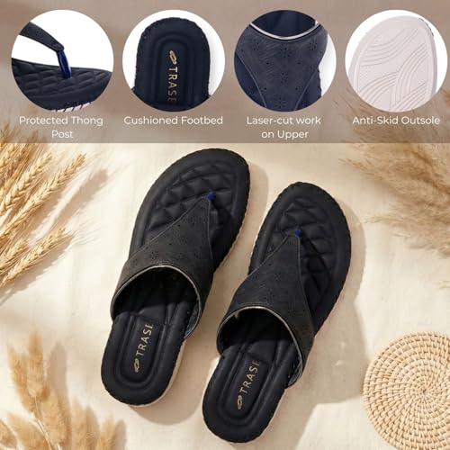 Image of TRASE Orthopedic Footwear for Women | Flat Ortho Slippers for Women Stylish | Soft Sole Ladies Chappal Fancy Comfortable Casual Footwear with Laser Cut Design